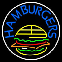 Blue Hamburgers Circle Neonskylt