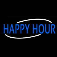 Blue Happy Hour Neonskylt