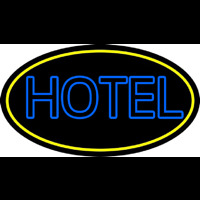 Blue Hotel With Yellow Border Neonskylt