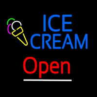 Blue Ice Cream Open With Logo Neonskylt