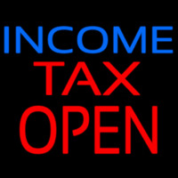 Blue Income Red Ta  Open Neonskylt