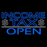 Blue Income Ta  Open With Dollar Logo Neonskylt