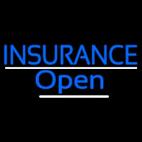 Blue Insurance Open White Line Neonskylt