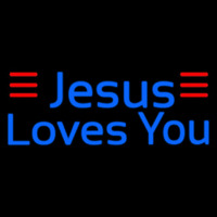 Blue Jesus Loves You Neonskylt
