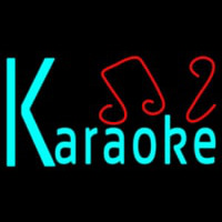 Blue Karaoke Red Musical Note Neonskylt