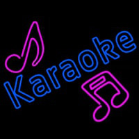 Blue Karaoke Red Musical Note Neonskylt