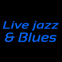 Blue Live Jazz And Blues Cursive Neonskylt