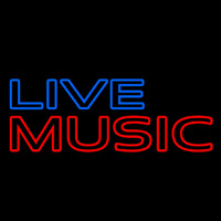 Blue Live Music Block Mic Logo Neonskylt