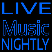 Blue Live Music Nightly Neonskylt