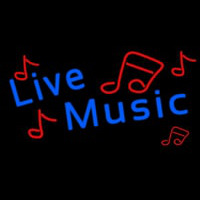 Blue Live Music Red Notes Neonskylt