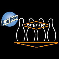 Blue Moon Bowling Orang Beer Sign Neonskylt