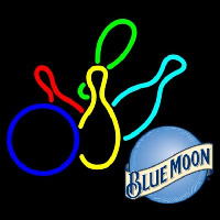 Blue Moon Colored Bowlings Beer Sign Neonskylt