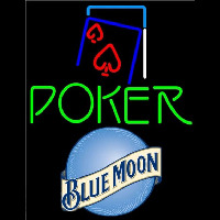 Blue Moon Green Poker Red Heart Beer Sign Neonskylt