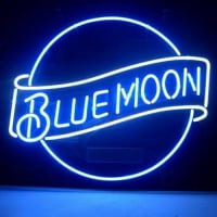 Blue Moon Lager Öl Bar Öppet Neonskylt