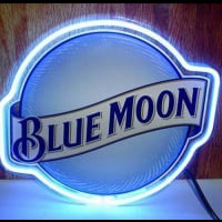 Blue Moon Öl Bar Öppet Neonskylt