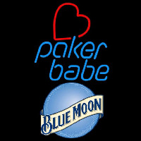 Blue Moon Poker Girl Heart Babe Beer Sign Neonskylt