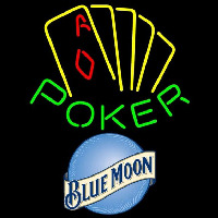 Blue Moon Poker Yellow Beer Sign Neonskylt