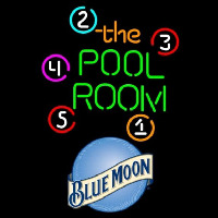 Blue Moon Pool Room Billiards Beer Sign Neonskylt