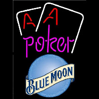 Blue Moon Purple Lettering Red Aces White Cards Beer Sign Neonskylt