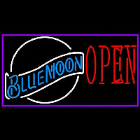 Blue Moon White Open Beer Sign Neonskylt