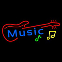 Blue Music Red Guitar 1 Neonskylt
