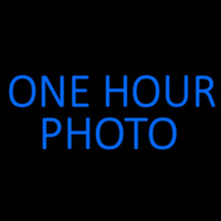 Blue One Hour Photo Block Neonskylt