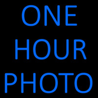 Blue One Hour Photo Neonskylt