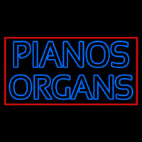 Blue Pianos Organs Block Red Border Neonskylt