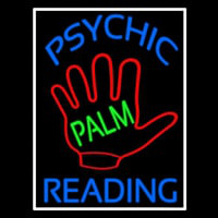 Blue Psychic Reading With Green Palm Neonskylt