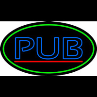 Blue Pub Oval With Green Border Neonskylt