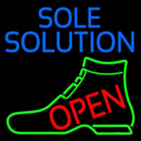Blue Sole Solution Open Neonskylt