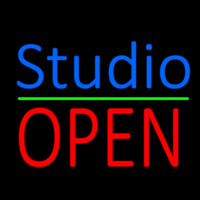 Blue Studio Red Open 3 Neonskylt