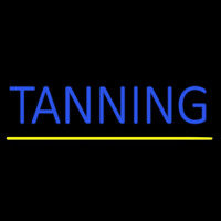 Blue Tanning Yellow Line Neonskylt