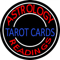 Blue Tarot Cards Red Astrology Readings Neonskylt