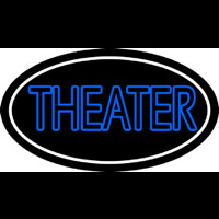 Blue Theatre White Border Neonskylt