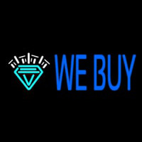 Blue We Buy Diamond Logo Neonskylt