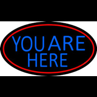 Blue You Are Here Oval With Red Border Neonskylt
