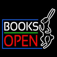 Books With Rabbit Logo Open Neonskylt