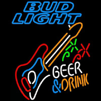 Bud Light And Drink Guitar Beer Sign Neonskylt