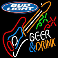 Bud Light And Drink Guitar Beer Sign Neonskylt