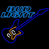 Bud Light Blue Electric Guitar Beer Sign Neonskylt