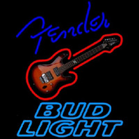 Bud Light Fender Blue Red Guitar Beer Sign Neonskylt