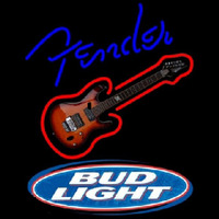 Bud Light Fender Blue Red Guitar Beer Sign Neonskylt