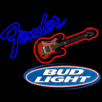 Bud Light Fender Guitar Beer Sign Neonskylt