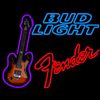 Bud Light Fender Red Guitar Beer Sign Neonskylt