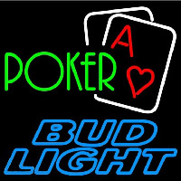 Bud Light Green Poker Beer Sign Neonskylt
