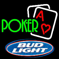 Bud Light Green Poker Beer Sign Neonskylt