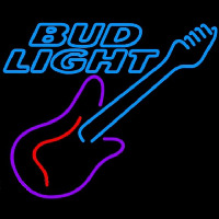 Bud Light Guitar Purple Red Beer Sign Neonskylt