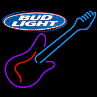 Bud Light Guitar Purple Red Beer Sign Neonskylt