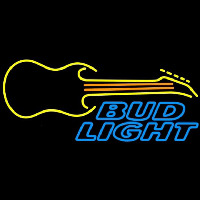 Bud Light Guitar Yellow Orange Beer Sign Neonskylt